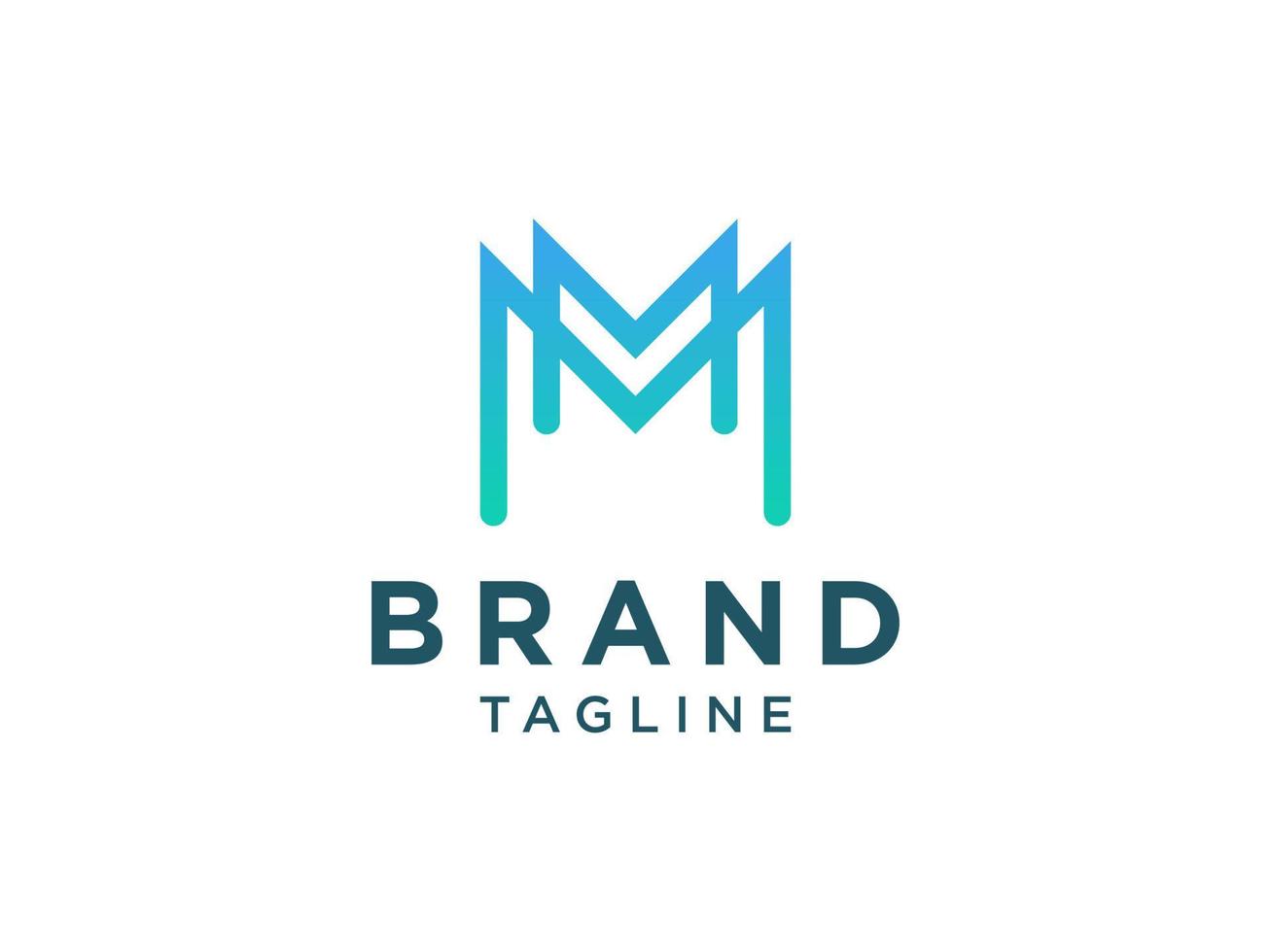 Abstract Initial Letter M Logo. Blue Linear Rounded Style isolated on White Background. Usable for Business and Industrial Logos. Flat Vector Logo Design Template Element.