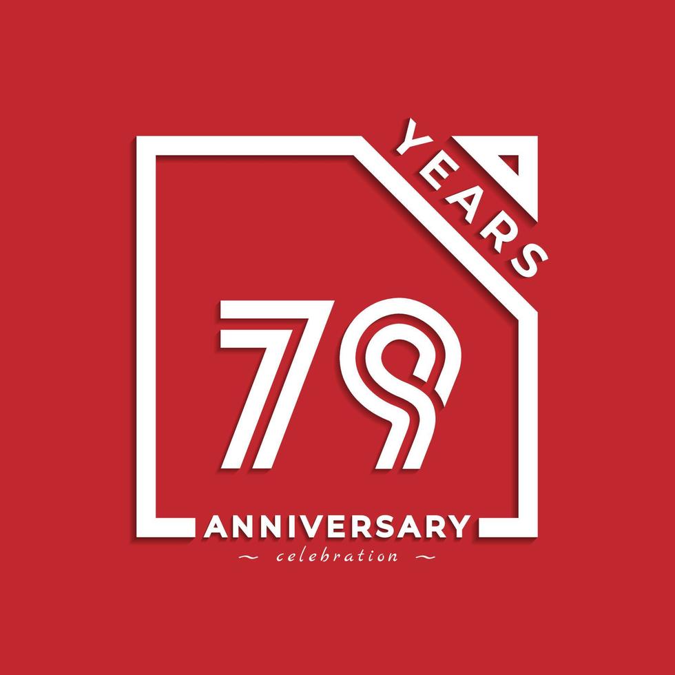 79 Year Anniversary Celebration Logotype Style Design with Linked Number in Square Isolated on Red Background. Happy Anniversary Greeting Celebrates Event Design Illustration vector