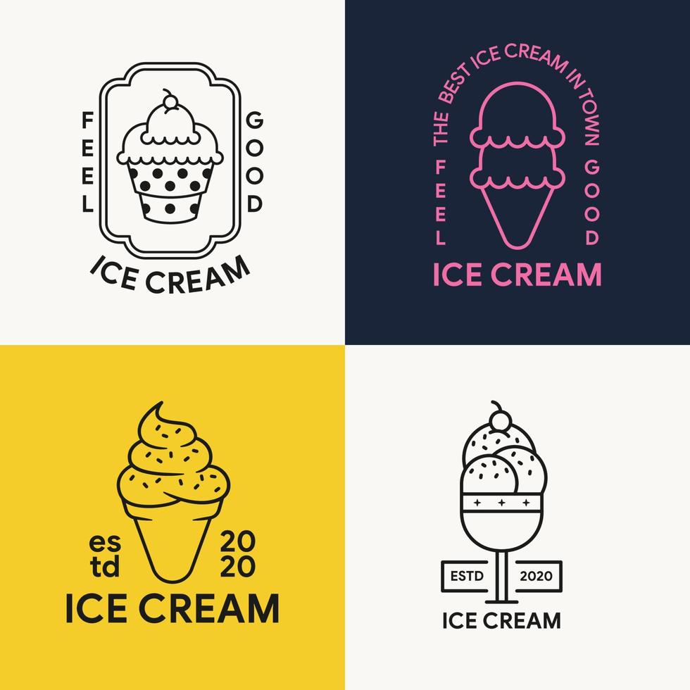collection of ice cream logo template vector