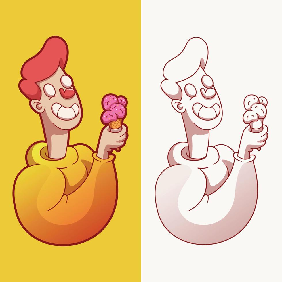 man holding ice cream illustration vector