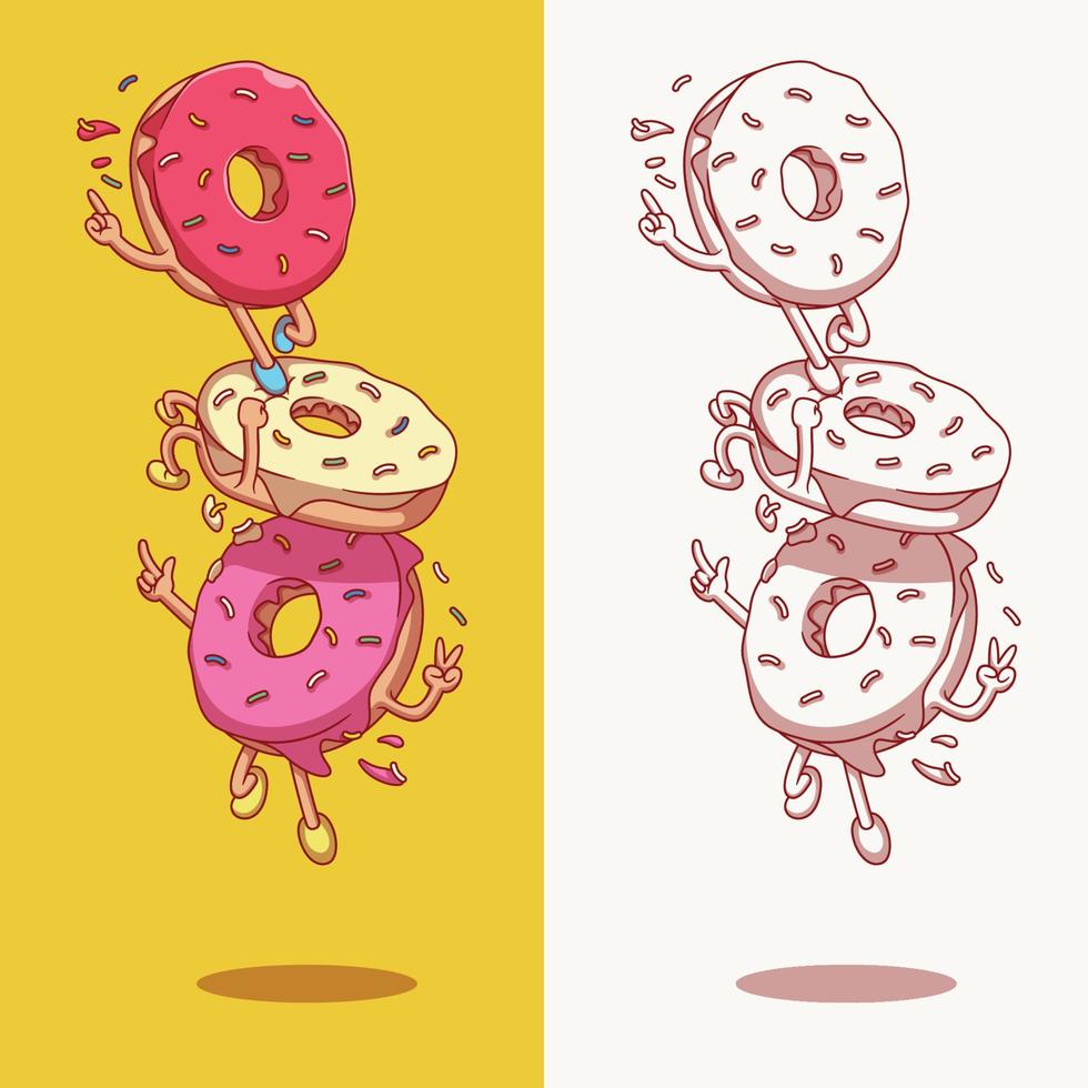 fun and cute donut illustration concept vector