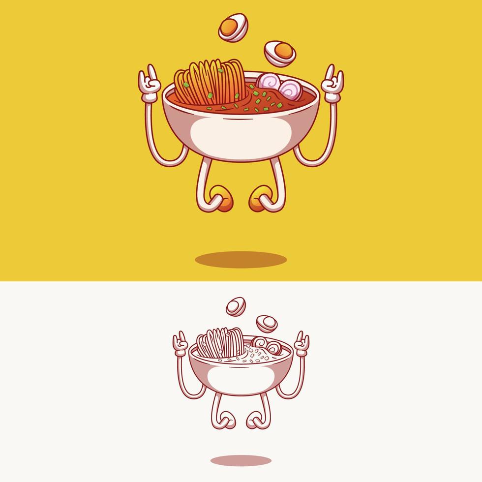 ilustración divertida y linda de ramen vector