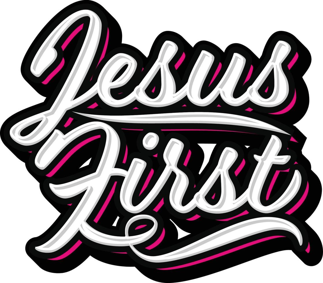 Jesus first hand lettering typography vector