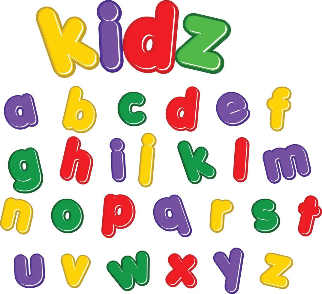 kids colourful fonts alphabets small vector