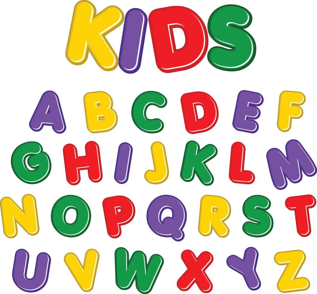 kids colourful fonts alphabets capital vector