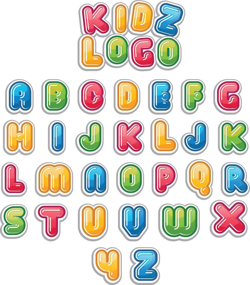 niños logo colorido fuentes alfabetos vector