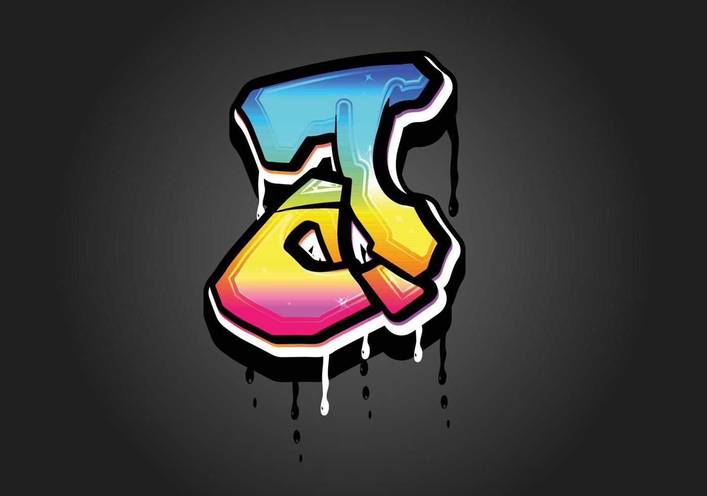 J letter 3D Graffiti Dripping  alphabet font vector