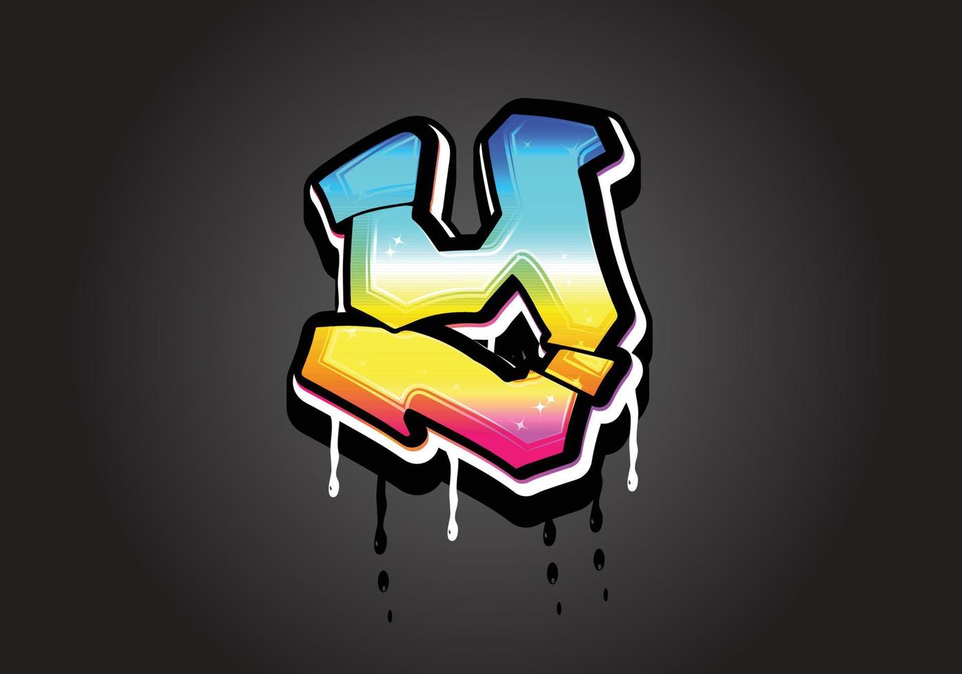 Y letter 3D Graffiti Dripping  alphabet font vector