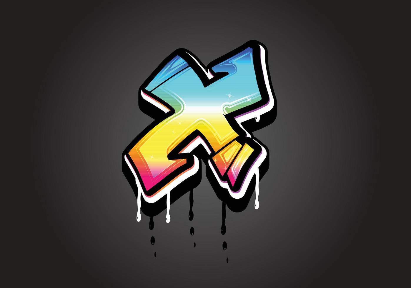 X letter 3D Graffiti Dripping  alphabet font vector