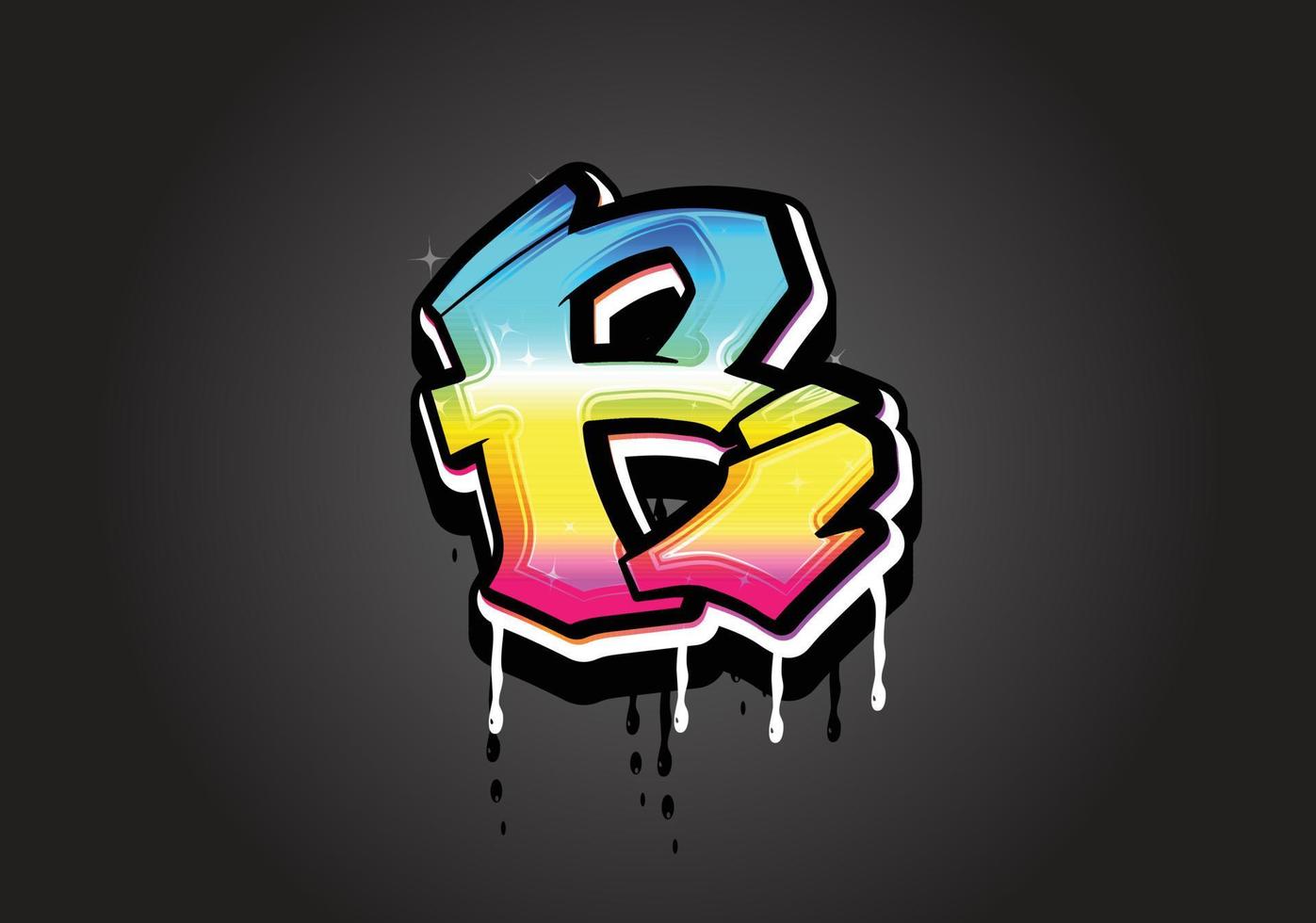 R letter 3D Graffiti Dripping  alphabet font vector