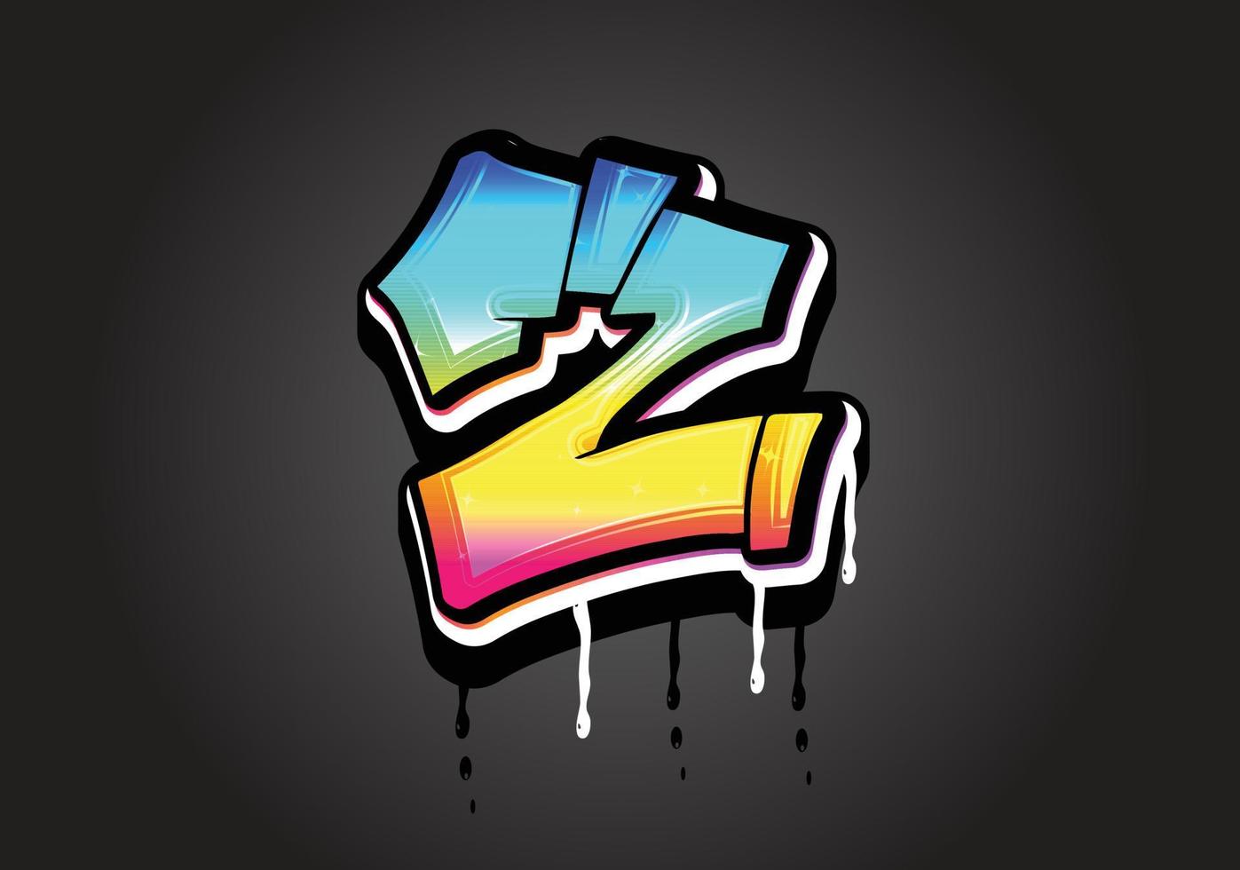 Z letter 3D Graffiti Dripping  alphabet font vector