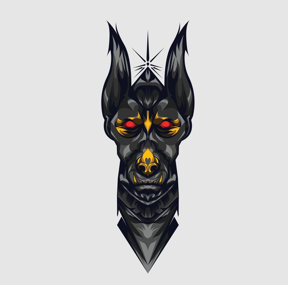 black anubis head vector illustration