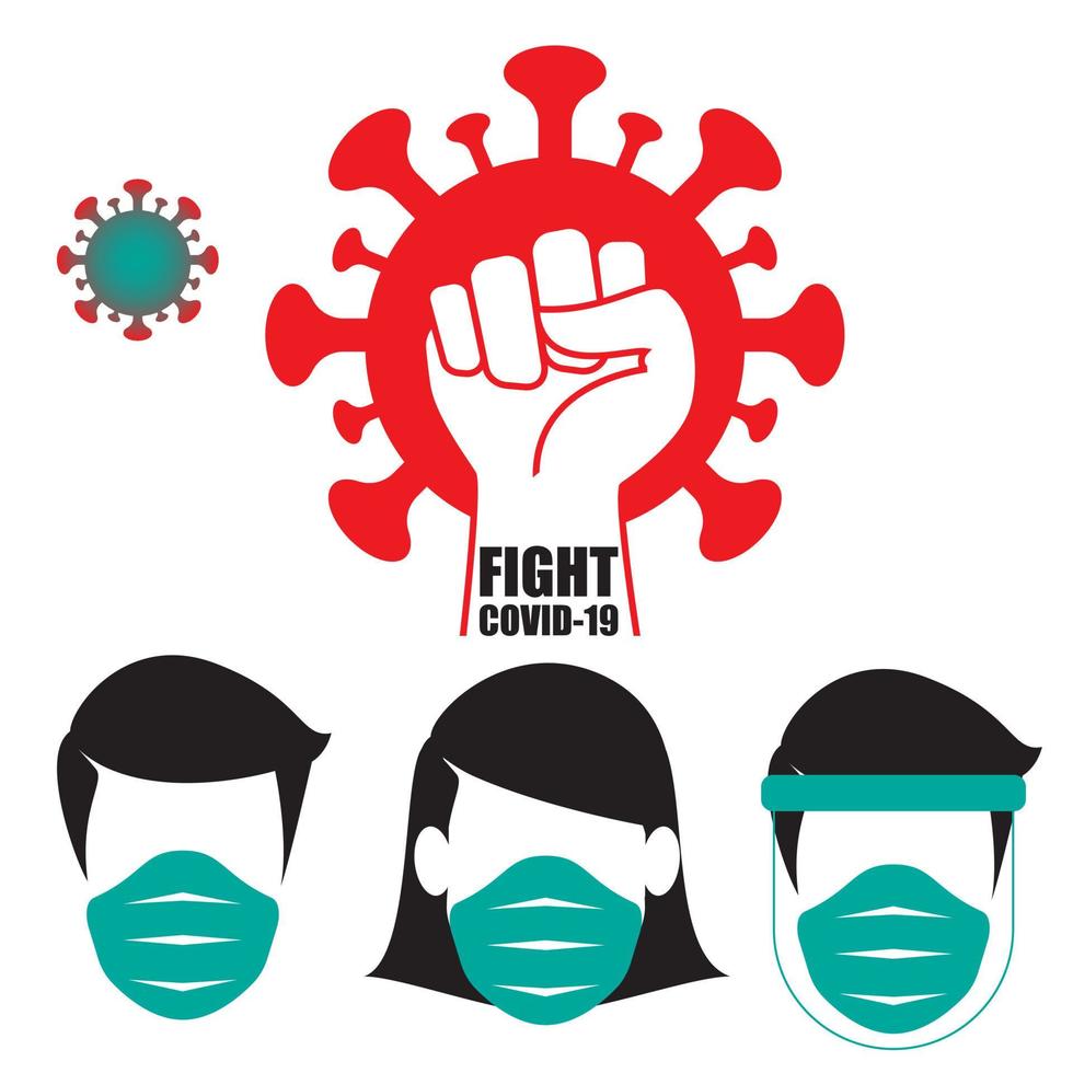 Fight Coronavirus set vector illustration