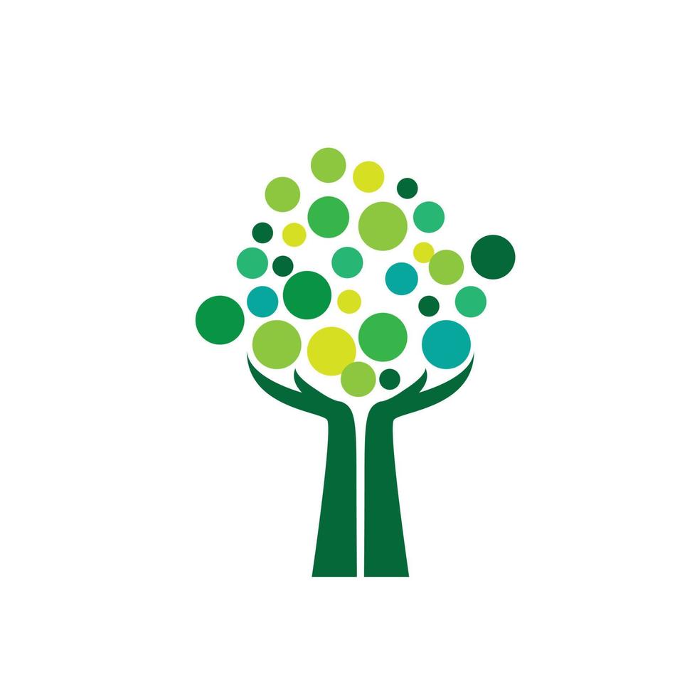 Coin tree and hands logo. for savings and finance themes also can be used for simple modern environmental symbol vector