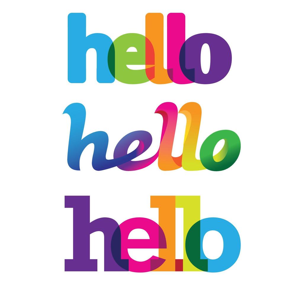 Hello greetings colorful wordmark designs vector