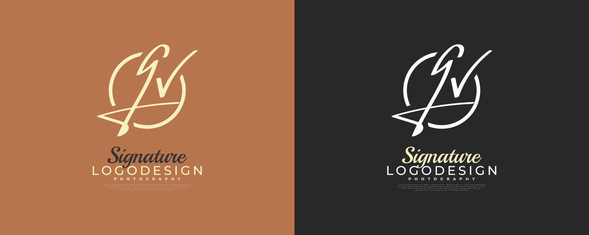 diseño inicial del logotipo g y v en un estilo de escritura elegante y minimalista. logotipo o símbolo de la firma gv para bodas, moda, joyería, boutique e identidad comercial vector