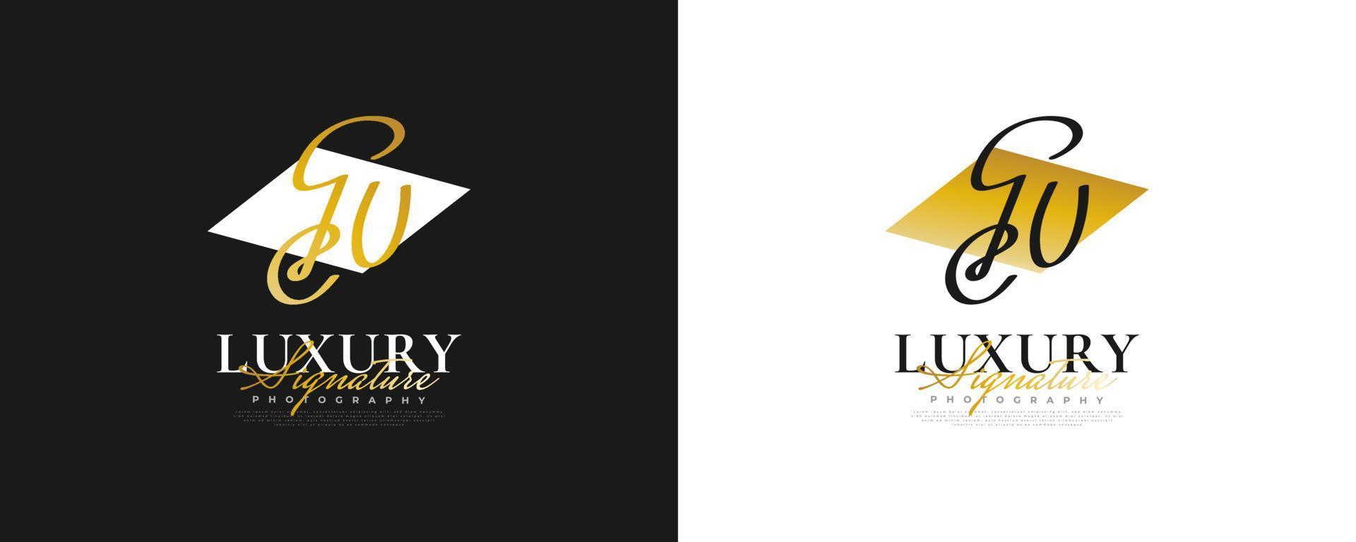 diseño inicial del logotipo g y u en un estilo de escritura elegante y minimalista. logotipo o símbolo de la firma gu para bodas, moda, joyería, boutique e identidad comercial vector