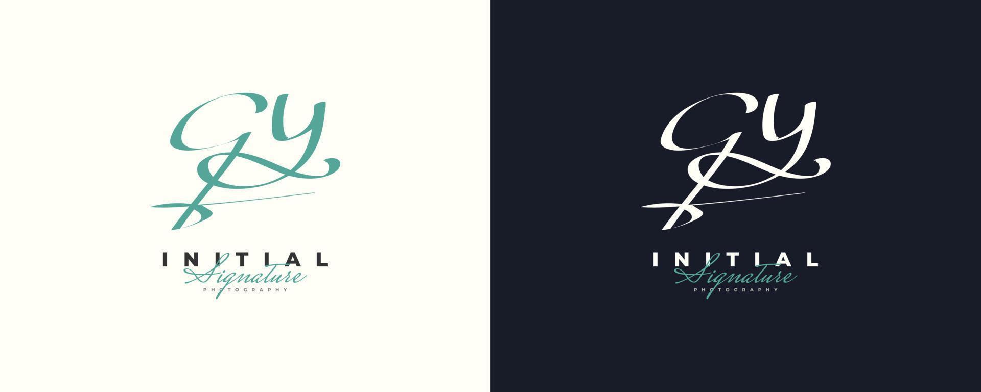 Initial G and Y Logo Design in Elegant and Minimalist Handwriting Style. GY Signature Logo or Symbol for Wedding, Fashion, Jewelry, Boutique, and Business Identity vector