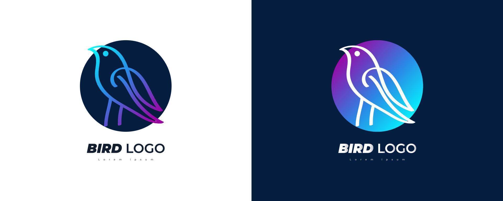 Simple and Elegant Bird Logo Illustration with Hand Drawn Style in Colorful Gradient. Bird Logo or Symbol in Line Style vector