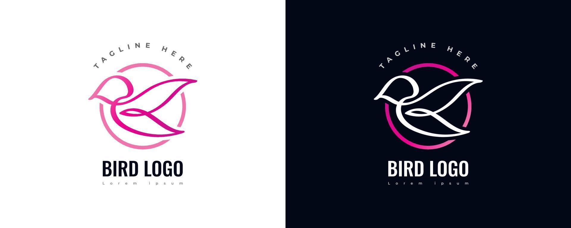 Minimalist Bird Logo in Pink Gradient. Simple and Clean Bird Logo Illustration vector
