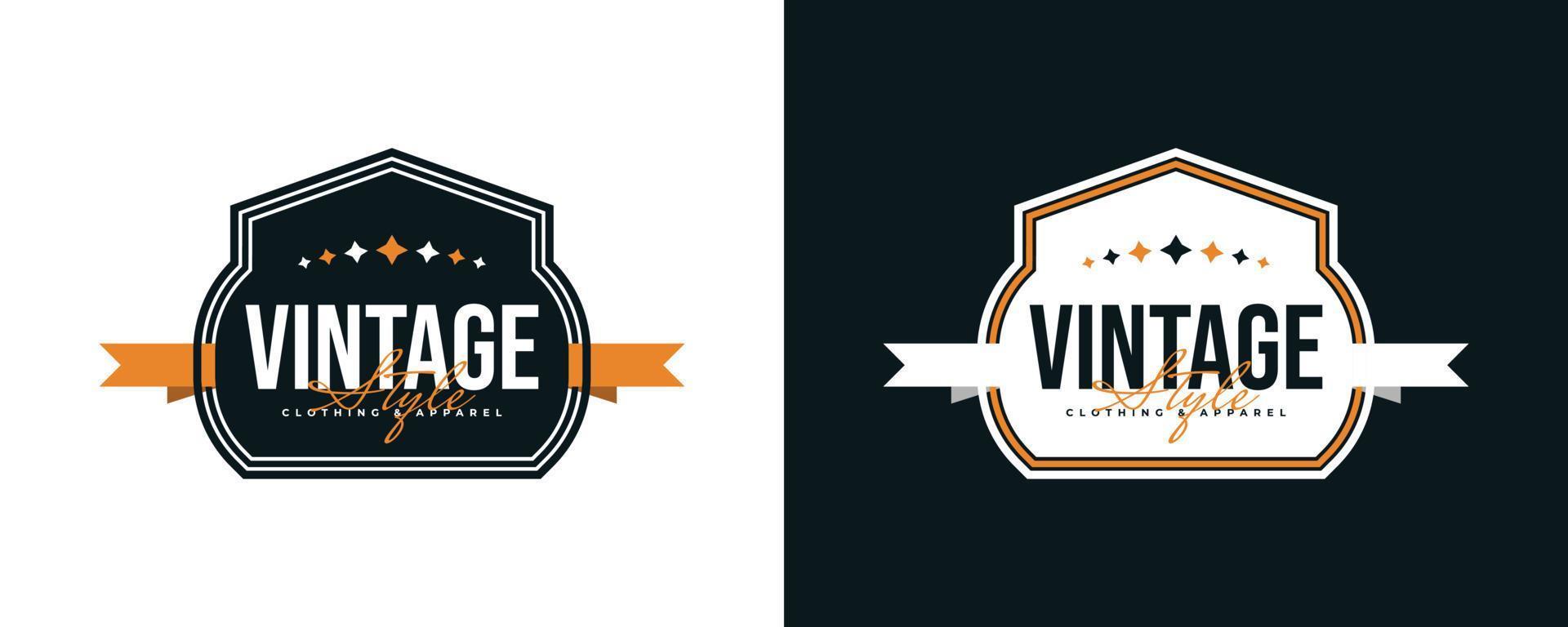 Vintage and Retro Label Badge for Apparel Logo. Classic Clothing Badge Design vector