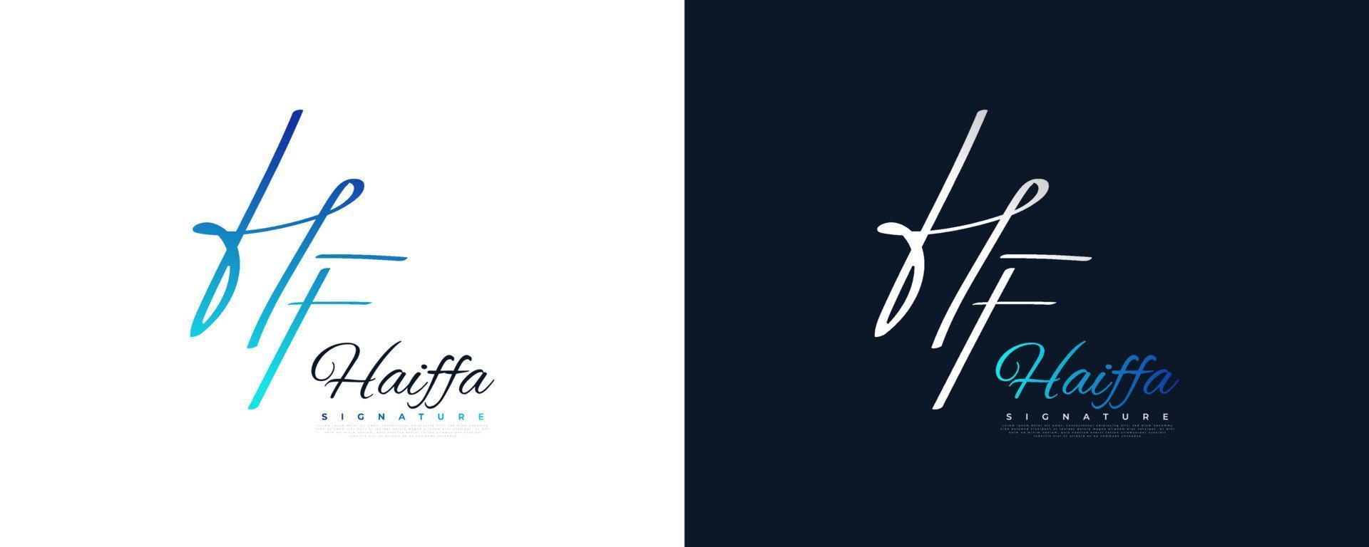 Initial H and F Logo Design with Elegant and Minimalist Handwriting Style. HF Signature Logo or Symbol for Wedding, Fashion, Jewelry, Boutique, and Business Identity vector