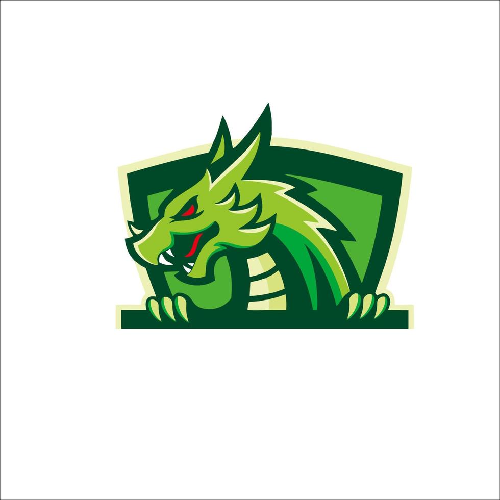 imprima el diseño de ilustración de dragón verde para su camiseta, logotipo, personaje e identidad vector