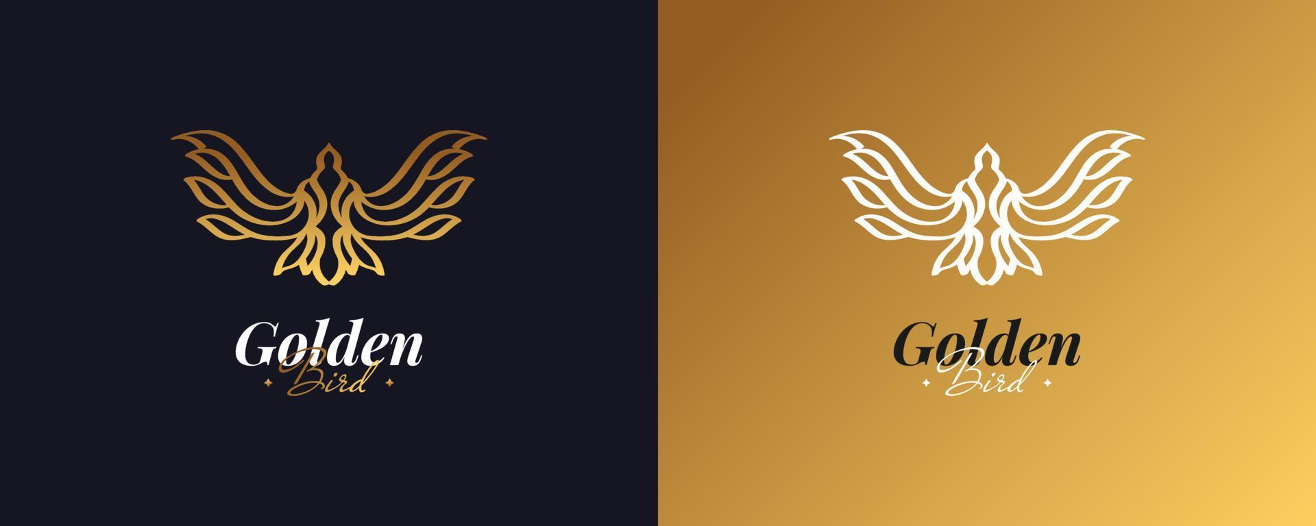 Luxury Golden Bird Logo Design with Line Style vector