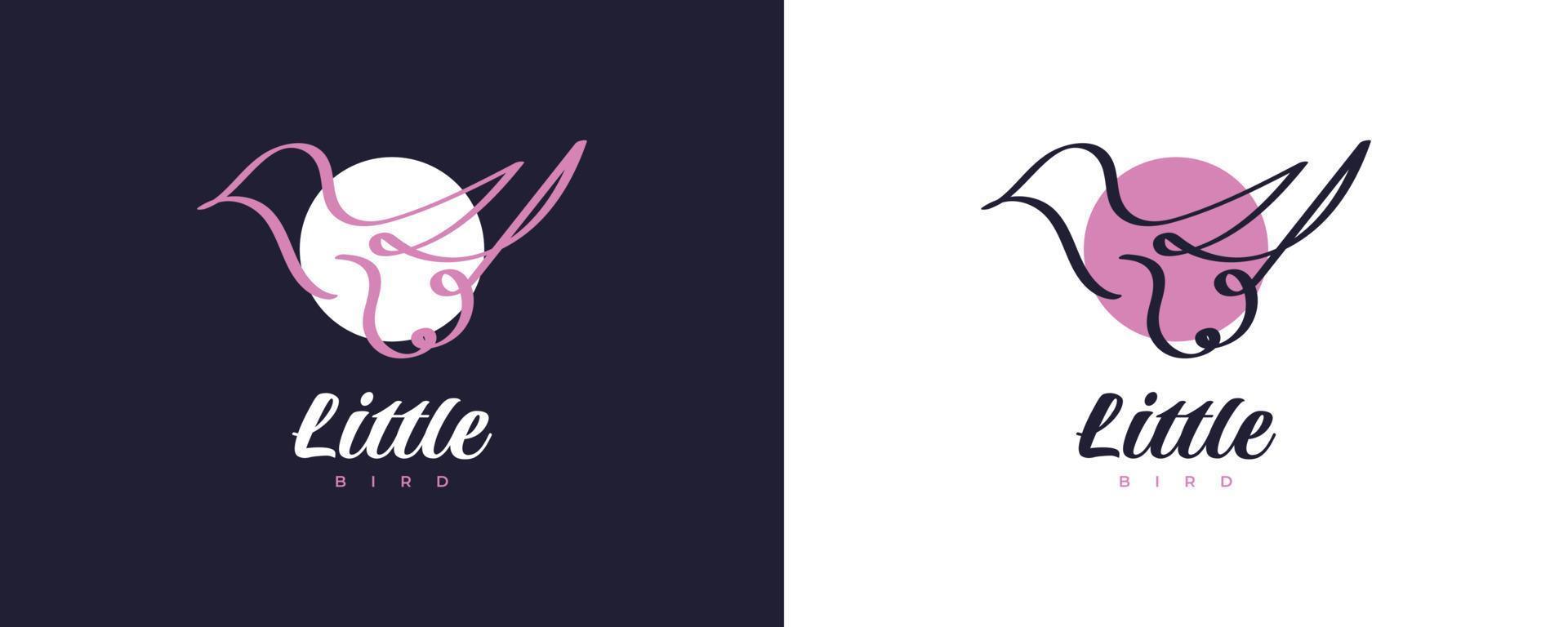 Bird Logo with Minimalist Line Style. Simple Monoline Bird Illustration vector