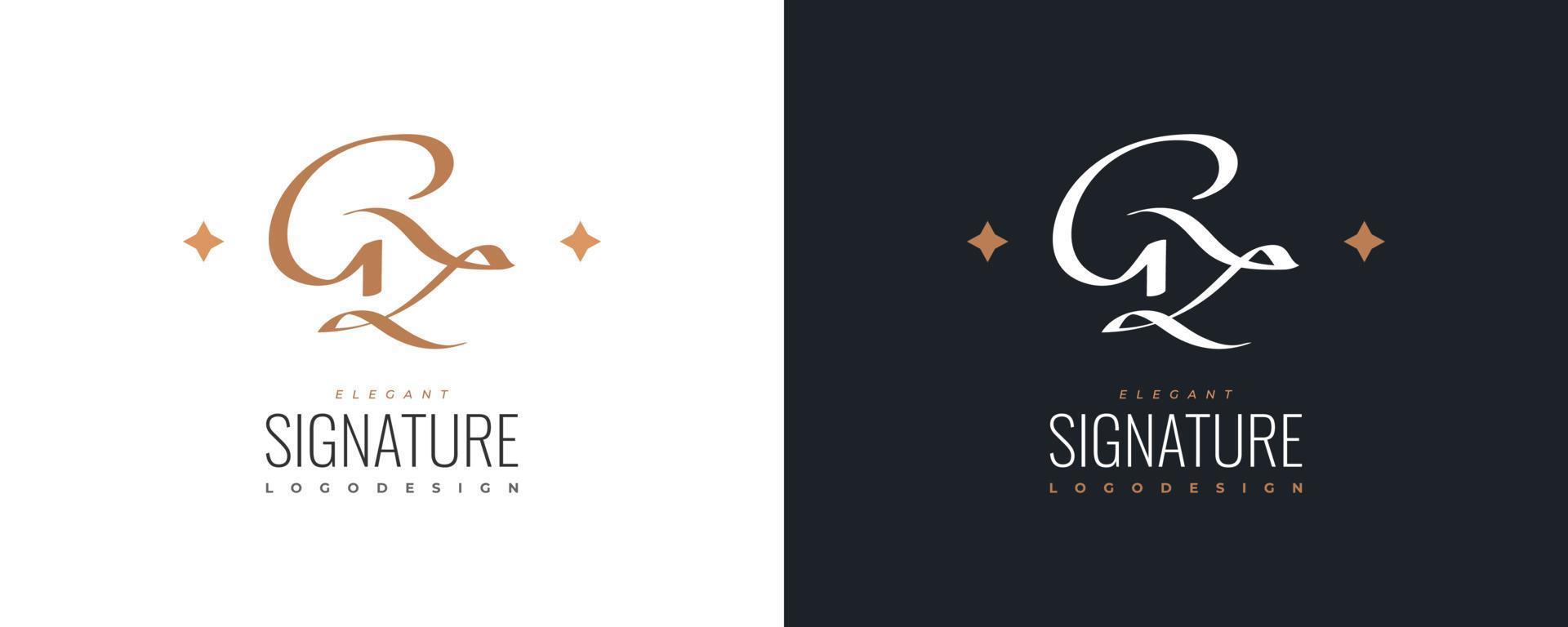 Initial G and Z Logo Design in Elegant and Minimalist Handwriting Style. GZ Signature Logo or Symbol for Wedding, Fashion, Jewelry, Boutique, and Business Identity vector