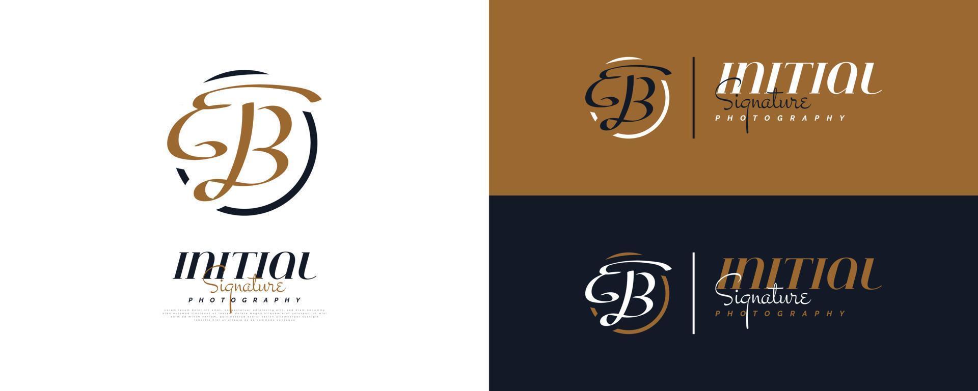 Initial E and B Logo Design in Elegant and Minimalist Handwriting Style. EB Signature Logo for Business Identity vector