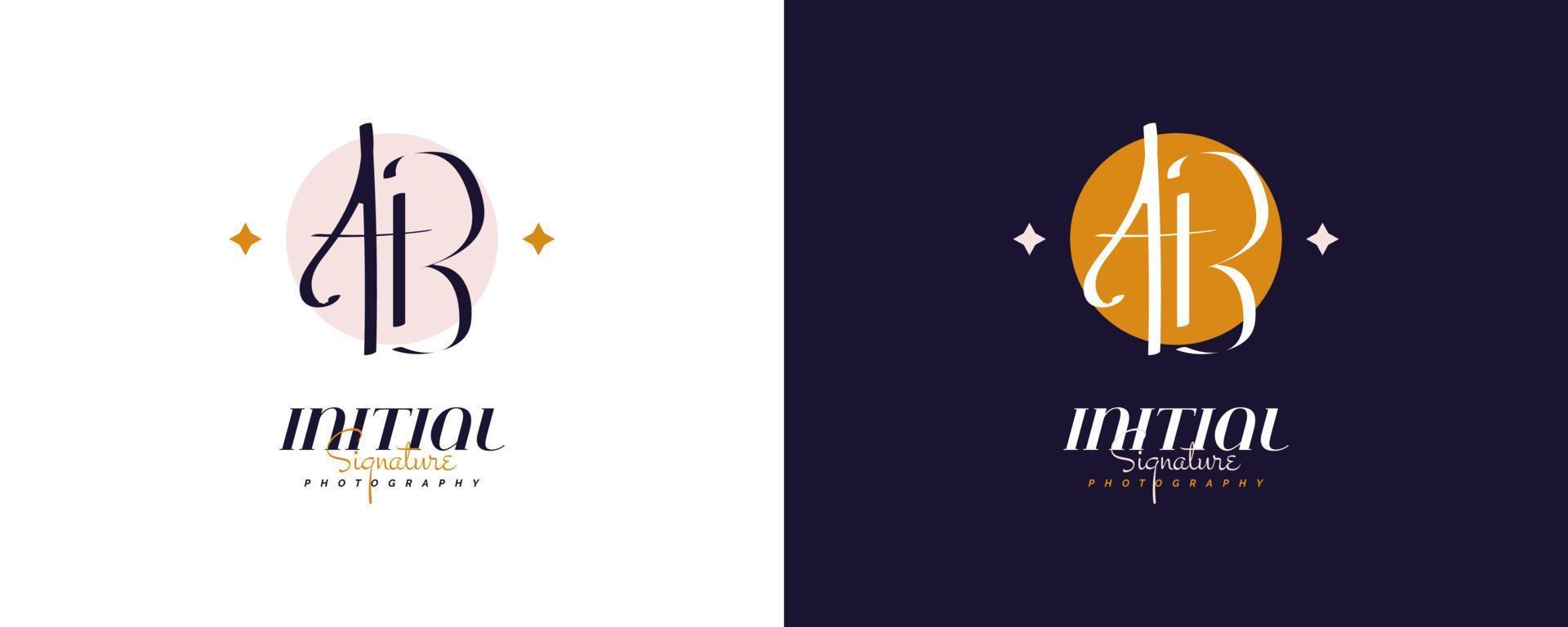 Initial A and B Logo Design in Elegant and Minimalist Handwriting Style. AB Signature Logo for Business Identity vector