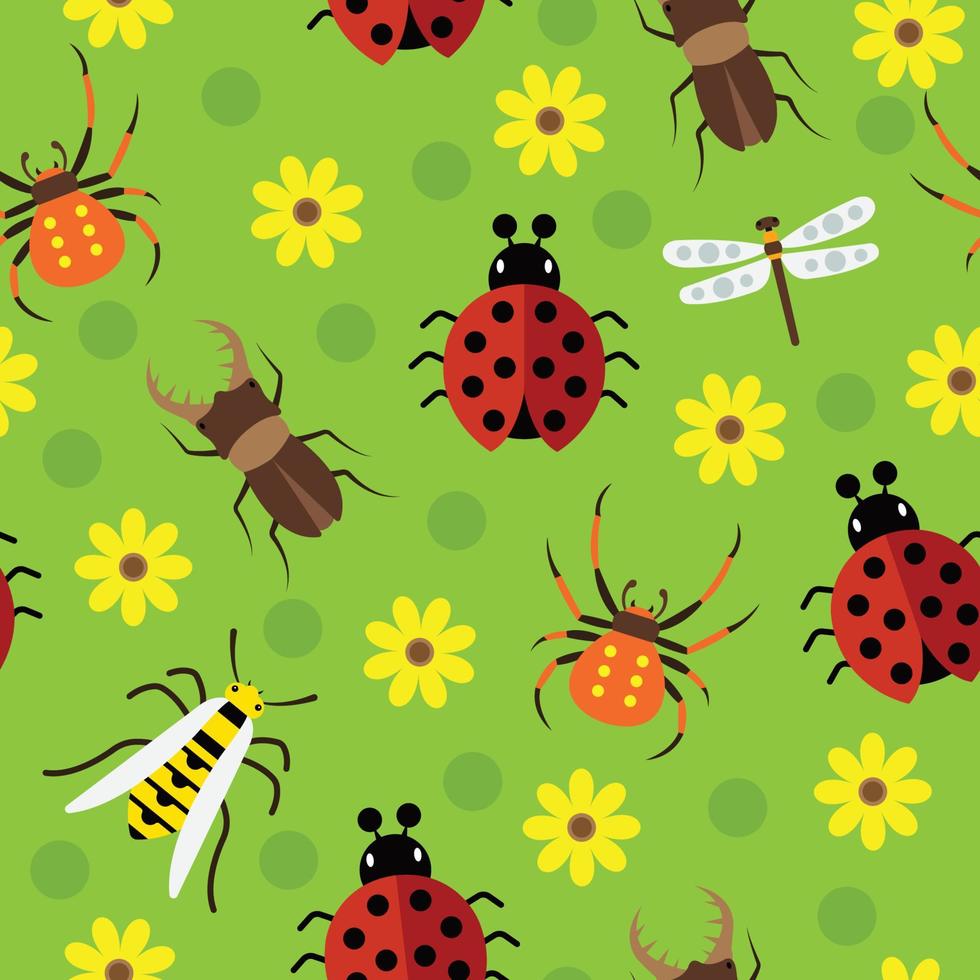 Seamless Pattern Bugs vector