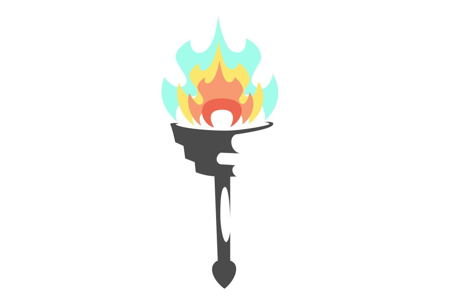 Colorful flame with icon on white background isolated vector
