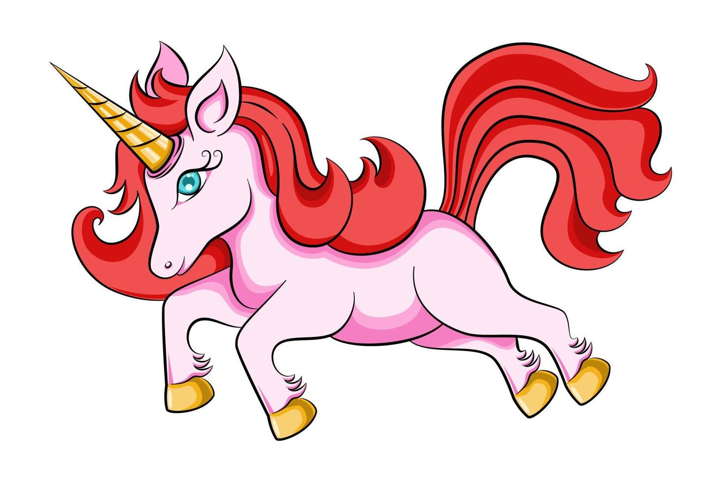 Pink unicorn pony cartoon character on white isolated background vector