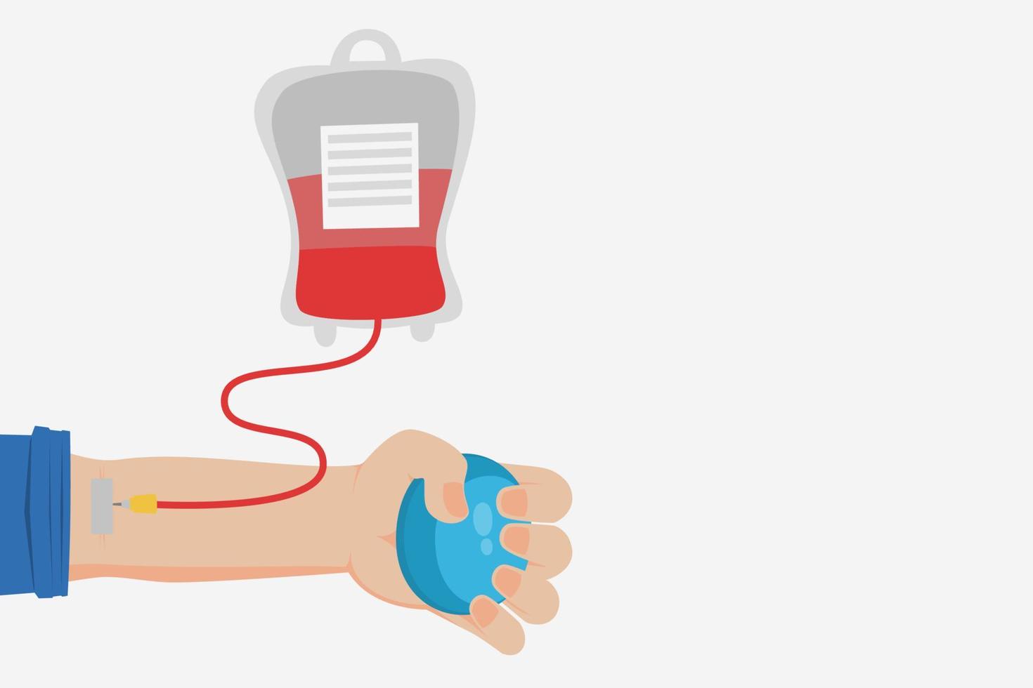 Vector illustration of the arm connected to the blood bag