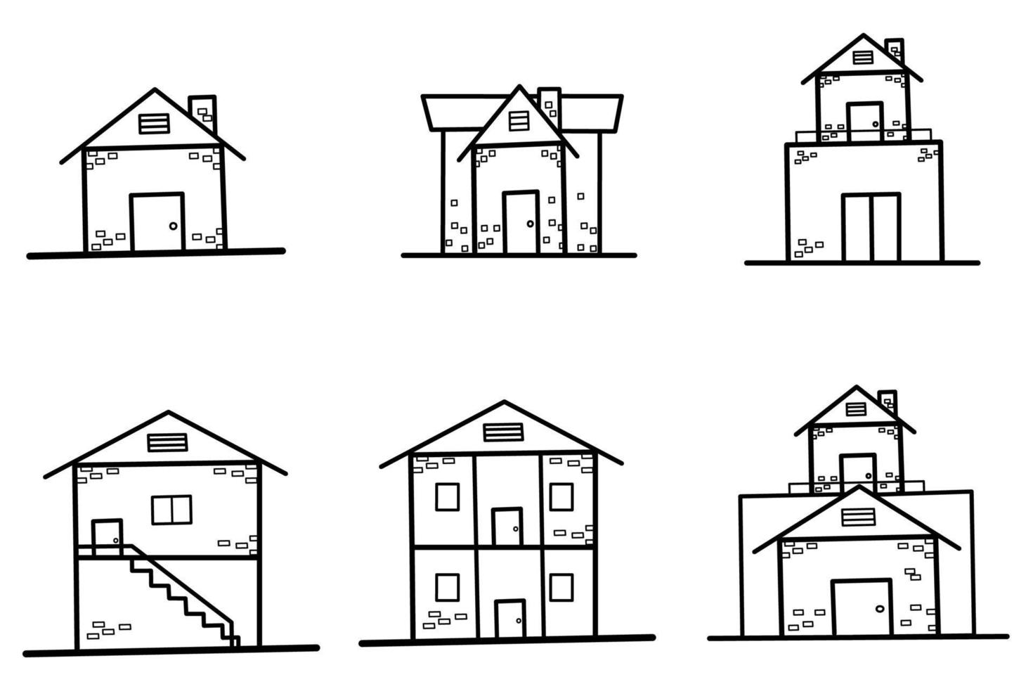 House building line vector illustration