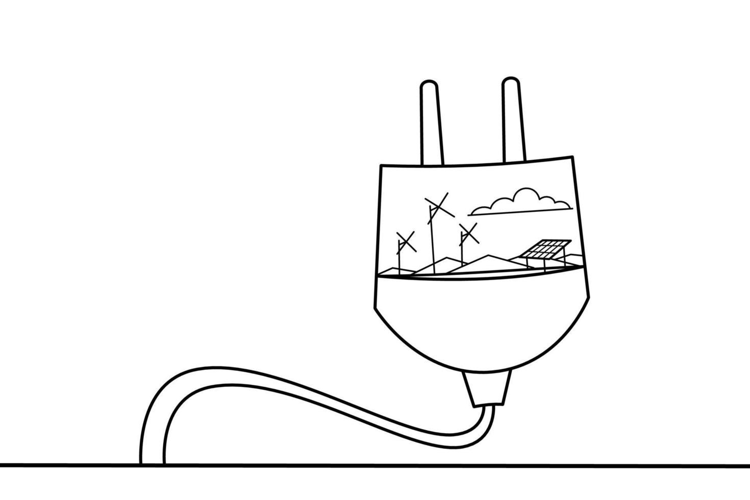 Vector illustration of a power plug with an energy source