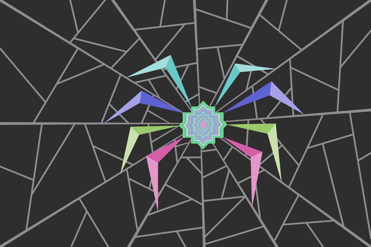 Spider web line drawing illustration on black background vector