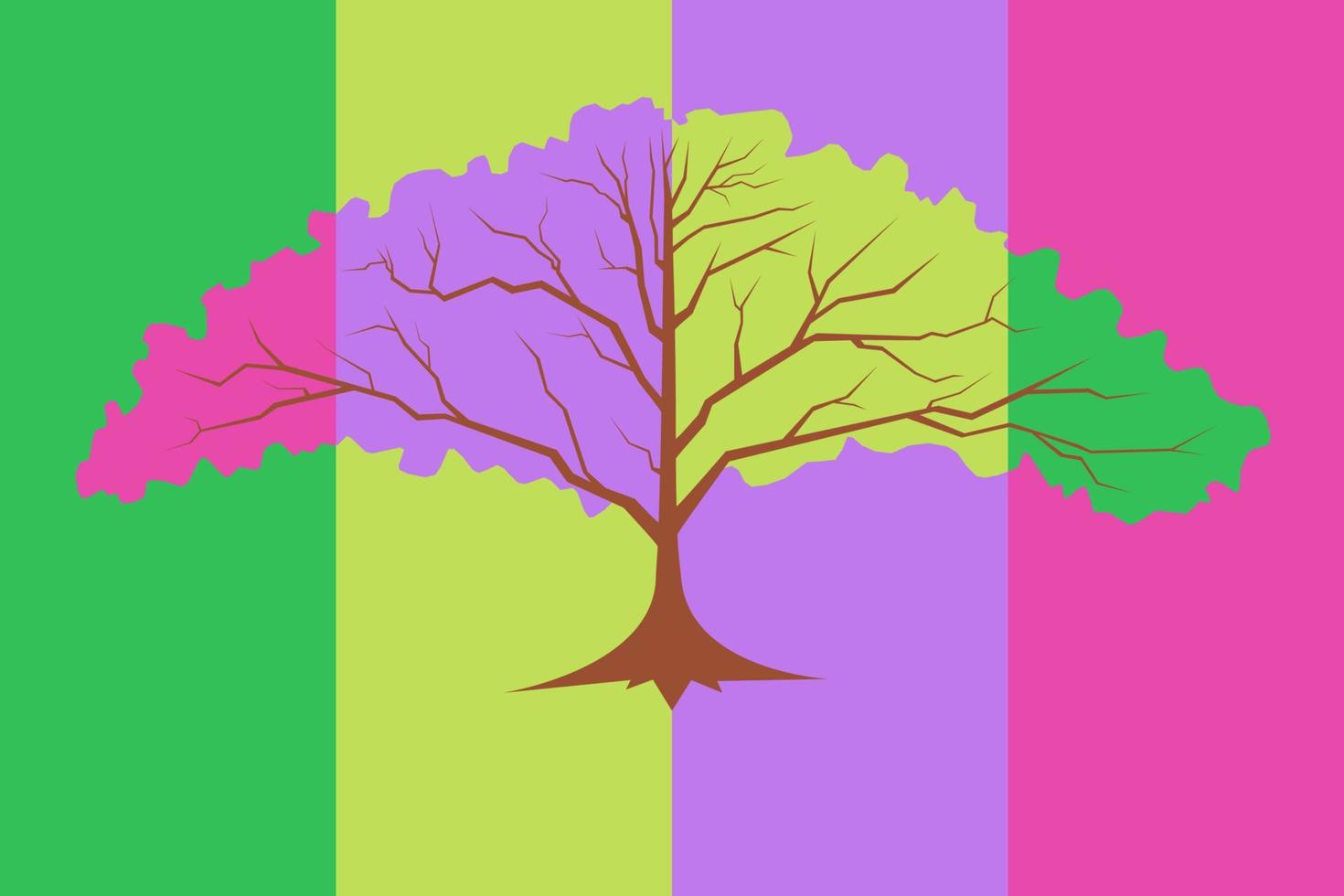 ilustración del concepto de árbol del arco iris, creativa con colores naturales vector