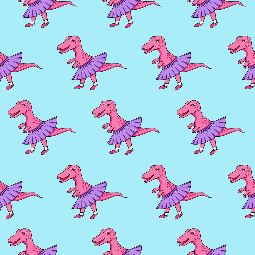 ilustración de fondo de textura de patrón de dinosaurio de dibujos animados rosa vector