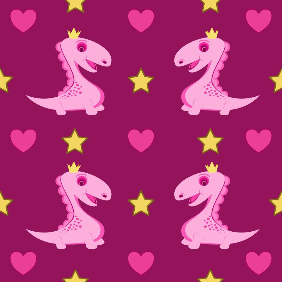 Pink cartoon dinosaur pattern texture background illustration vector