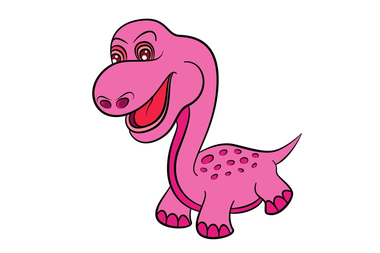 Pink dinosaur cartoon character on white isolated background vector