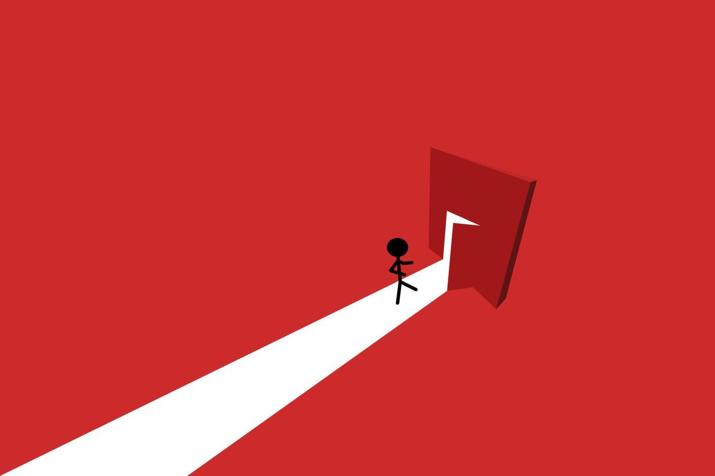 Creative concept vector illustration door to success on red background