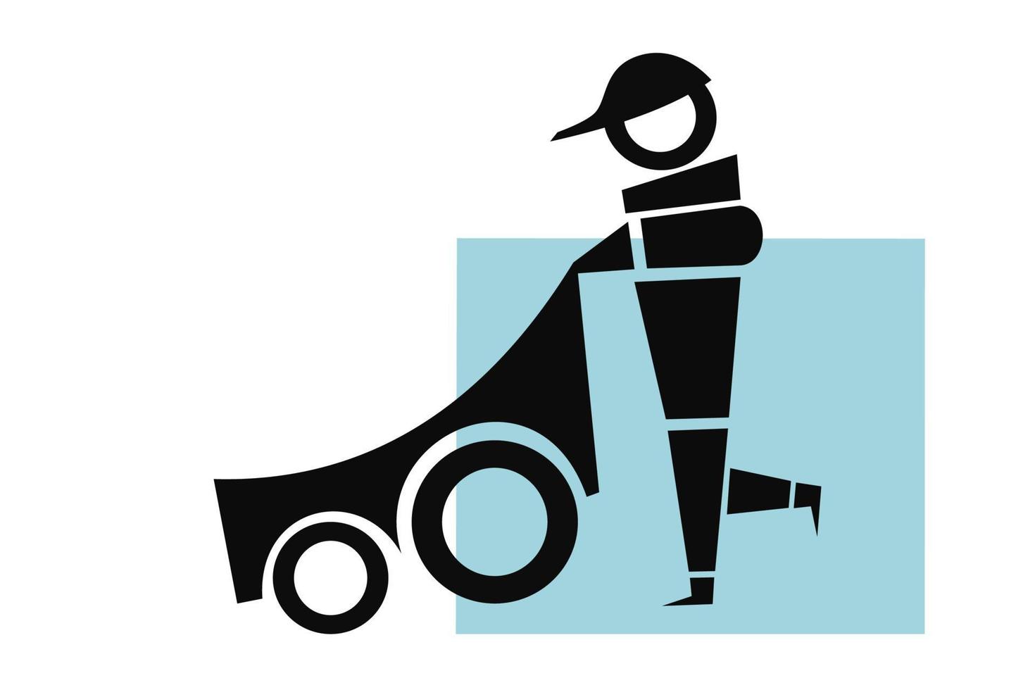 Vector illustration A person with a shopping cart icon