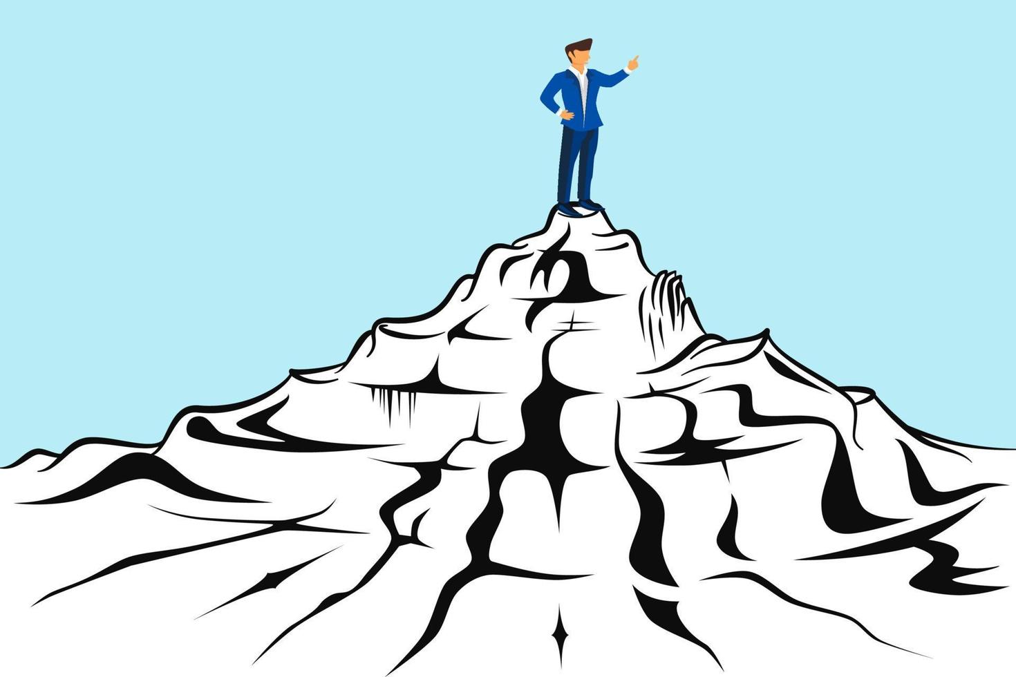 Businessman illustration image on the top of the hill vector