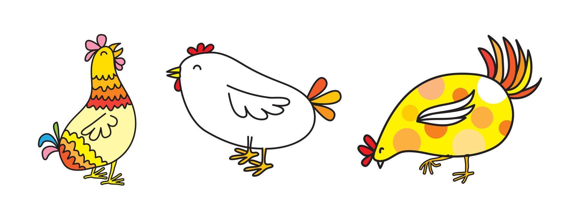 vector de personaje de pollo de dibujos animados lindo