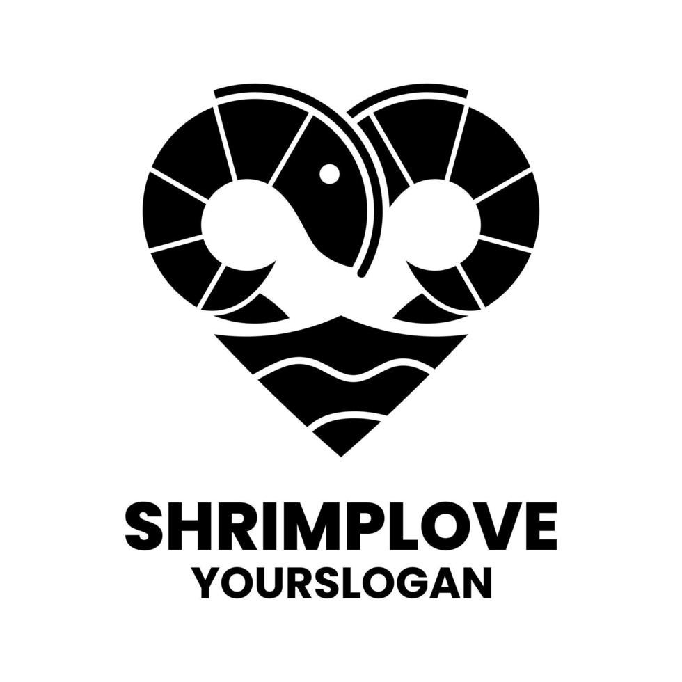 shrimp love logo design template vector