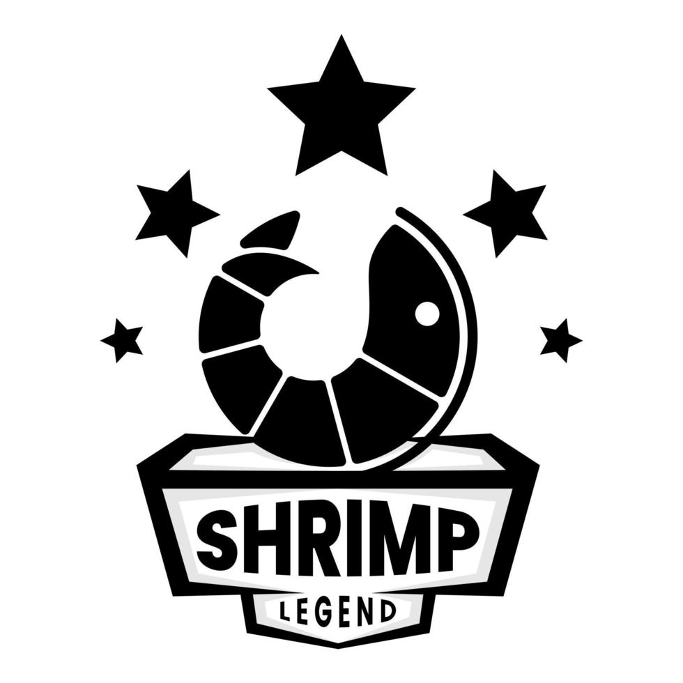 Silhouette legend shrimp  logo design template vector