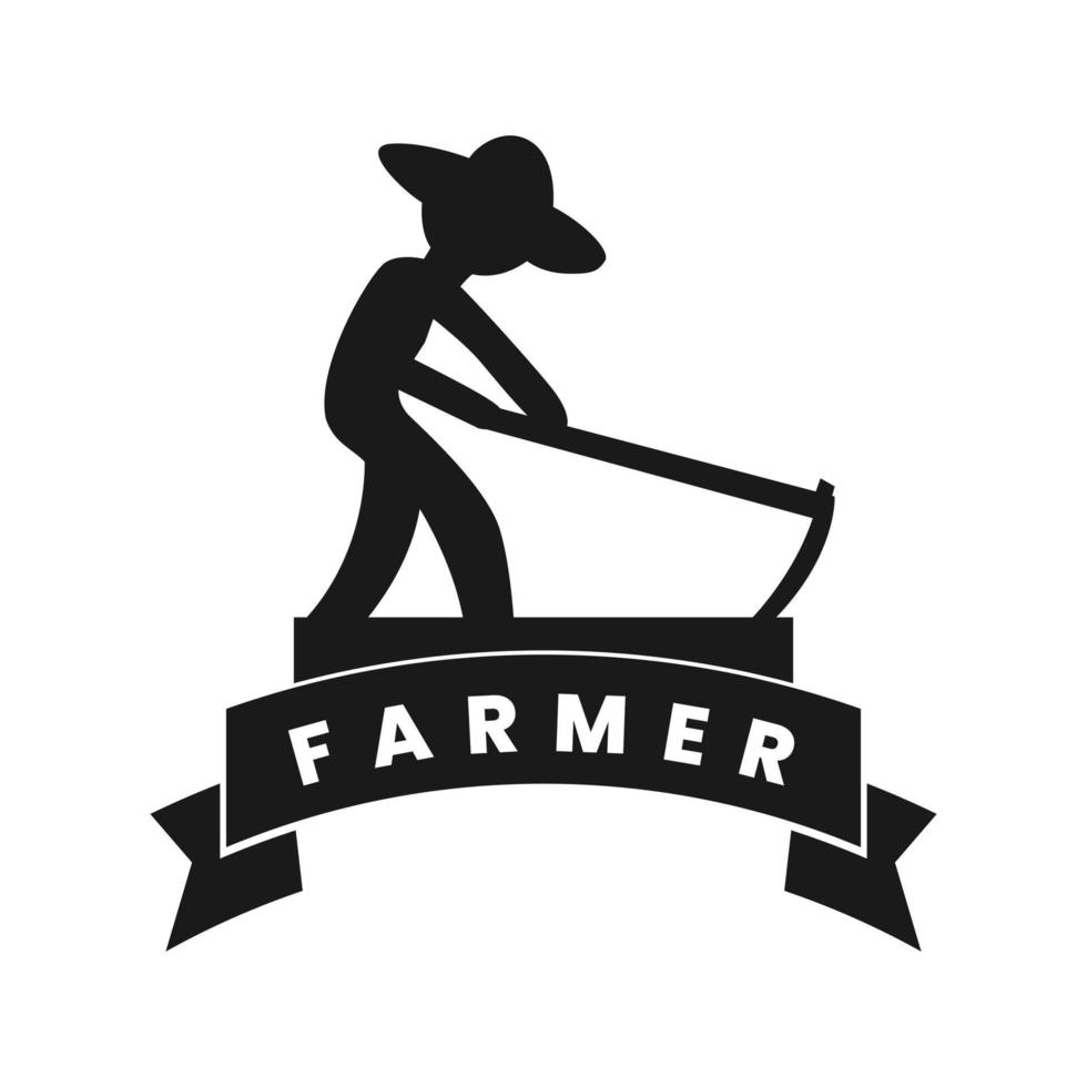 plantilla de diseño de logotipo de granjero de silueta vector